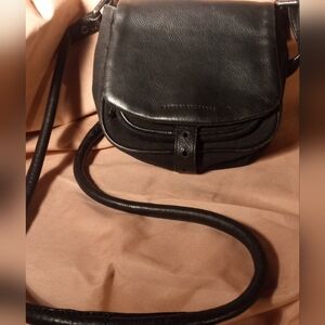 Armani Exchange Small Black Leather And Canvas Crossbody Bag